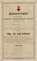 1936 A Magyar Vöröskereszt Egylet által kiállított lég- és gázvédelmi bizonyítvány