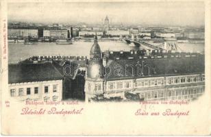 Budapest - 9 db régi városképes lap, panoráma / 9 pre-1945 town-view postcards