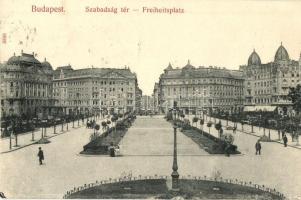 Budapest V. Szabadság tér - 7 db régi városképes lap (Taussig is), villamos / 7 pre-1945 town-view p...