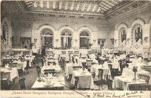 Budapest - 3 db régi városképes lap: Grand Hotel Hungaria télikert, Párisi Nagy Áruház / 3 pre-1945 town-view postcards, hotel, store
