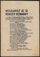 1956 Megalakult az új nemzeti kormány, röpirat (okt. 27.)