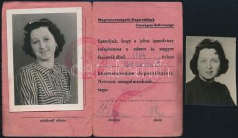 1945 Magyarországról Deportáltak Országos Szövetsége által kiállított fényképes igazolvány