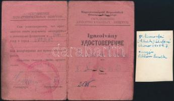 1945 Magyarországról Deportáltak Országos Szövetsége által kiállított fényképes igazolvány