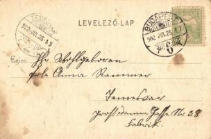 1902 Budapest IX. Kálvin tér, villamos, üzletek, szökőkút. Divald Károly 405. sz. (EK)