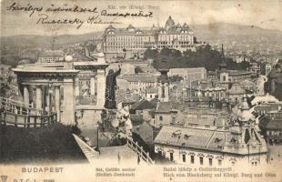 1904 Budapest I. Gellérthegy, Szent Gellért szobor, Királyi vár, Keller Ignác tabáni bor és sörcsarnoka (fl)