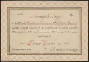 1895 Részvételi jegy az Ezredéves Országos Kiállítás Csoportbizottságai által rendezett társas vacsorára