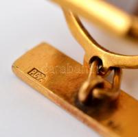 Jelzett arany ezüst szovjet mandzsetta pár, csiszolt ásvánnyal, bruttó: 6,9 g