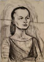 Mattioni jelzéssel: Női portré. Szén, papír, felcsavarva, 59×42 cm
