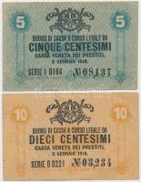 Olaszország / Velence / Osztrák-magyar megszállás 1918. 5c + 10c T:III Italy / Venice / Austro-Hungarian Occupation 1918. 5 Centesimi + 10 Centesimi C:F