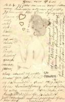 1901 La Favorite II. / Art Nouveau lady gently erotic postcard s: Raphael Kirchner