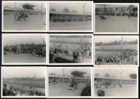 cca 1960 Kutyaverseny a régi ügetőpályán, 15 db fotó, 6,5×9,5 cm