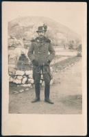 cca 1914-1920 Tábori csendőr, fotólap Schäffer Ármin műterméből, 14×8,5 cm