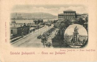 Budapest V. Ferenc József tér, Lánchíd, Magyar Tudományos Akadémia, Deák Ferenc szobor