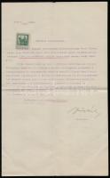 1914 Csáktornya, Működési bizonyítvány tanár számára, az igazgató aláírásával, okmánybélyeggel