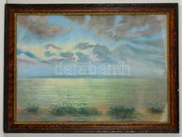 Klimó István (1883-1961): Balaton. Pasztell, papír, hajtott, jelzett, üvegezett keretben, 48×68 cm