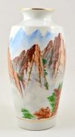 Jelzett kézzel festett váza, aranyozás enyhén kopott, m: 37 cm