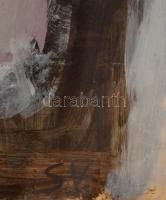 Somlai Vilma (1938-2007): Fák a ház előtt, olaj, papír, jelzett, paszpartuban, üvegezett fa keretben...