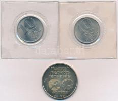 1981. 10Ft Ni "FAO" lezárt fóliában (2x) + 1988. 100Ft alpakka "Labdarúgó Európa-bajn...