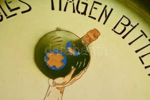 Zsolnay reklám tál, "Herkules Magen Bitter", részben kézzel festett, jelzett, hibátlan, d:...