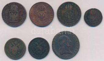 7db-os vegyes magyar és osztrák verdejelű rézkrajcár tétel, közte 1816G 1kr Cu T:2-
7pcs of various...
