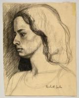 Perlrott jelzéssel: Női portré. Szén, papír, 52×39 cm