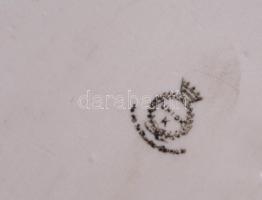 Union csehszlovák porcelán virágos tál, kézzel festett, jelzett, apró kopásokkal, 46×16 cm