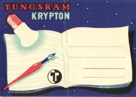 Tungsram Krypton izzó reklámlapja / Hungarian light bulb advertisement postcard (fa)
