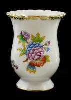 Herendi Viktória mintás váza, kézzel festett, jelzett, apró kopásokkal, d: 9,5 cm