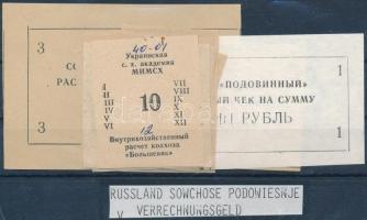 Szovjetunió ~1980. 12db klf kolhoz elszámolási jegy T:II,III Soviet Union ~1980. 12pcs of diff kolkhoz notes C:XF,F