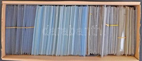 Egy doboznyi (kb. 1000 db) műanyag képeslaptartó tok / A box of plastic postcard holder cases, Cca. 1000 pieces