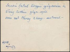 1928 Méray 1000 köbcentiméter, 2 hengeres oldalkocsis motor, rajta Szabó Árpád környei gyógyszerész ...