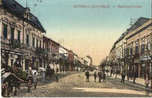 Sátoraljaújhely, Kazinczy utca, lovaskocsik, drogéria, Vilkovszky Kálmán üzlete