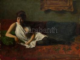 Olvashatatlan jelzéssel: Buja pillantás. Olaj, vászon, több helyen festék hibákkal, keretben, 42×55 cm