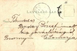 Dévény, Theben a. d. Donau, Devín (Pozsony, Bratislava); Árpád szobor a dévényi vár romjainál, mille...