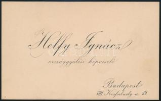 1895 Helfy Ignác (1830-1897) országgyűlési képviselő névjegykártyája, saját kezű kézírásával a hátoldalán.