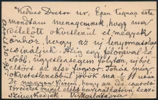 1895 Helfy Ignác (1830-1897) országgyűlési képviselő névjegykártyája, saját kezű kézírásával a hátol...