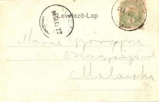 1905 Dévény, Theben a. d. Donau, Devín (Pozsony, Bratislava); Árpád szobor a dévényi vár romjainál, ...