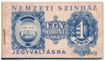 Budapest 1946-1947. "Nemzeti Színház Tagsági jegy füzet" benne 10f, 20f, 50f és 1Ft értékű...