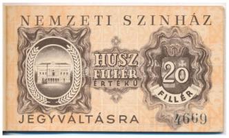 Budapest 1946-1947. "Nemzeti Színház Tagsági jegy füzet" benne 10f, 20f, 50f és 1Ft értékű...