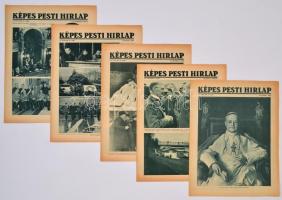 1937-1938 Képes Pesti Hírlap 5 db száma, benne érdekes korabeli fekete-fehér fotóval.