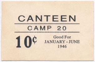 Nagy-Britannia 1946. 10c Canteen Camp 20 hadifogolytábor pénz T:I Great Britain 1946. 10 Cents Canteen Camp 20 POW camp money C:UNC