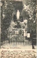 1901 Pozsony, Pressburg, Bratislava; Maria Lourd / Mária szobor és szentély. Bediene dich allein / Mary statue and shrine (EK)