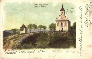 1901 Pozsony, Pressburg, Bratislava; Tiefen-Weg Kapelle / Mély úti kápolna. Ottmar Zieher / chapel, road (EB)