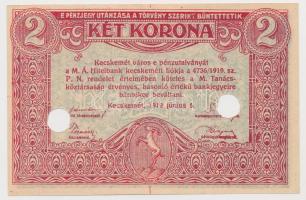 Kecskemét 1919.06.05. 2K pénzutalvány, lyukasztva T:I-