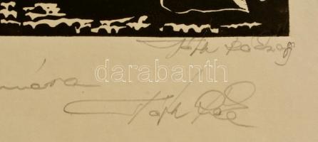 Tóth Réka (?-): Kemence patak. Linómetszet, papír, jelzett, 18×28 cm