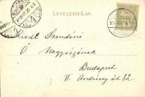 1903 Besztercebánya, Banská Bystrica; Béla király tér, Kohn Ignác, Holesch üzlete, szökőkút. Kiadja ...