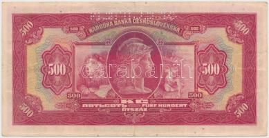 Szlovákia 1929. 500K "SPECIMEN" perforációval és kék "SLOVENSKY STAT" felülbélye...