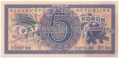 Szlovákia 1945. 5K T:I- 
Slovakia 1945. 5 Korun C:AU 
Krause 5.s