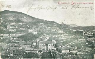1898 Selmecbánya, Schemnitz, Banská Stiavnica; látkép a Bányászati főiskola palotáival / general view with mining college and forestry school palaces (EK)