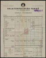 1942 A Balatonföldvári Fürdő szállás számla a Kupa Szállóba